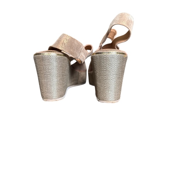 Donald J. Pliner Tan and Gold Wedge Sandals - Picture 5 of 5